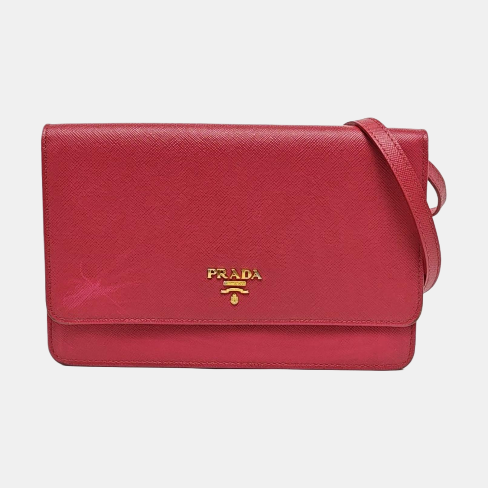 Fold Wallet Saffiano Calfskin Red
