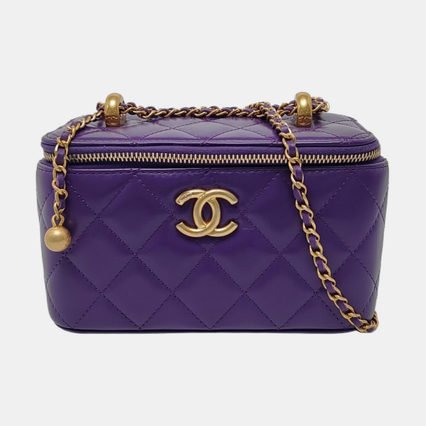VANITY CASE Small Quilted Calfskin Purple