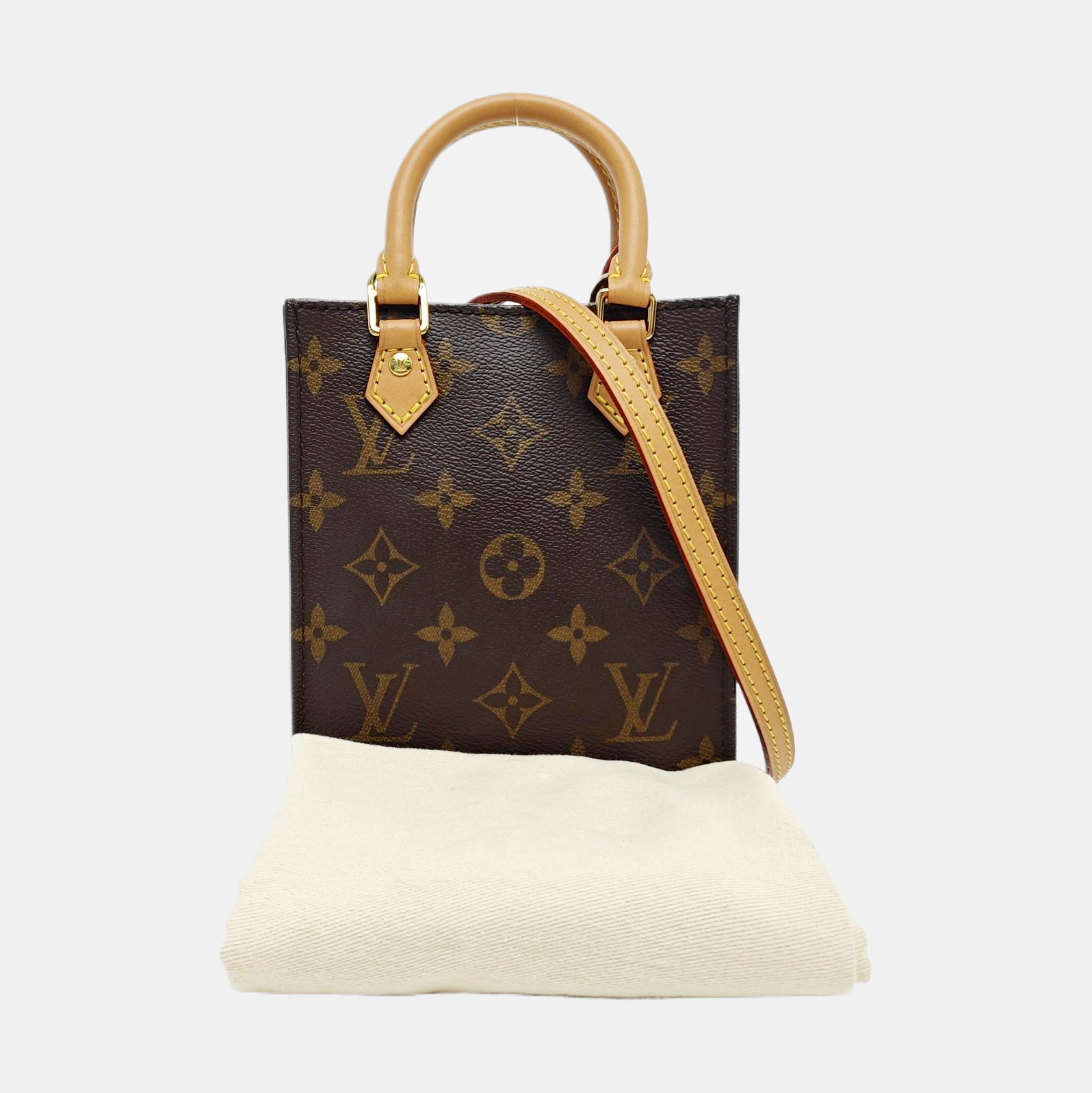 SAC PLAT Mini Monogram Coated Canvas Brown