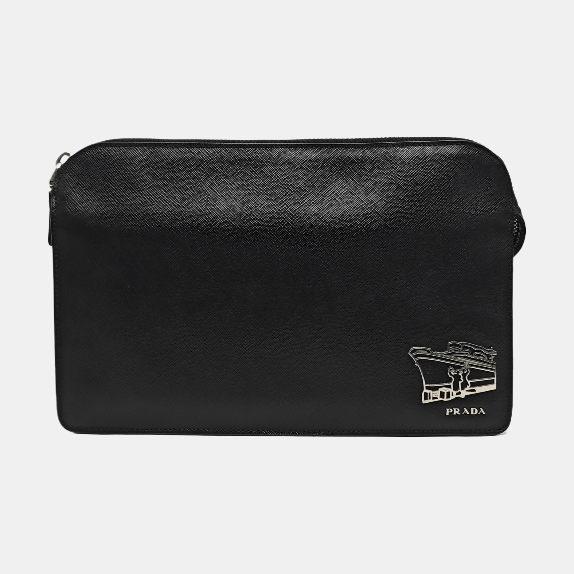 Saffiano Calfskin Clutch Black
