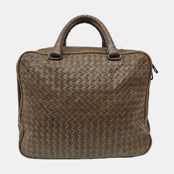 Leather Top Handle Bag Brown