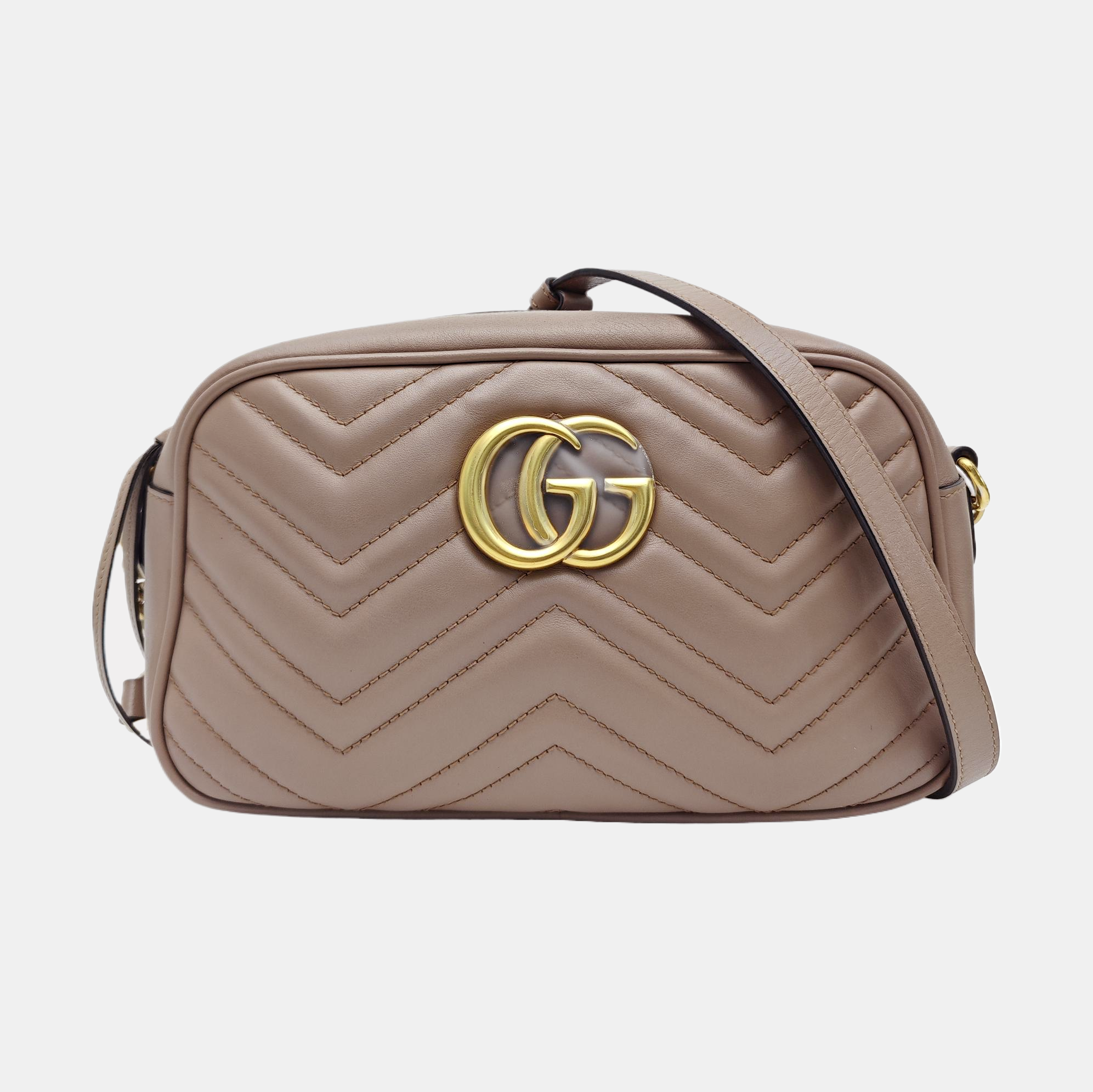 GG Marmont Small Quilted Calfskin Beige