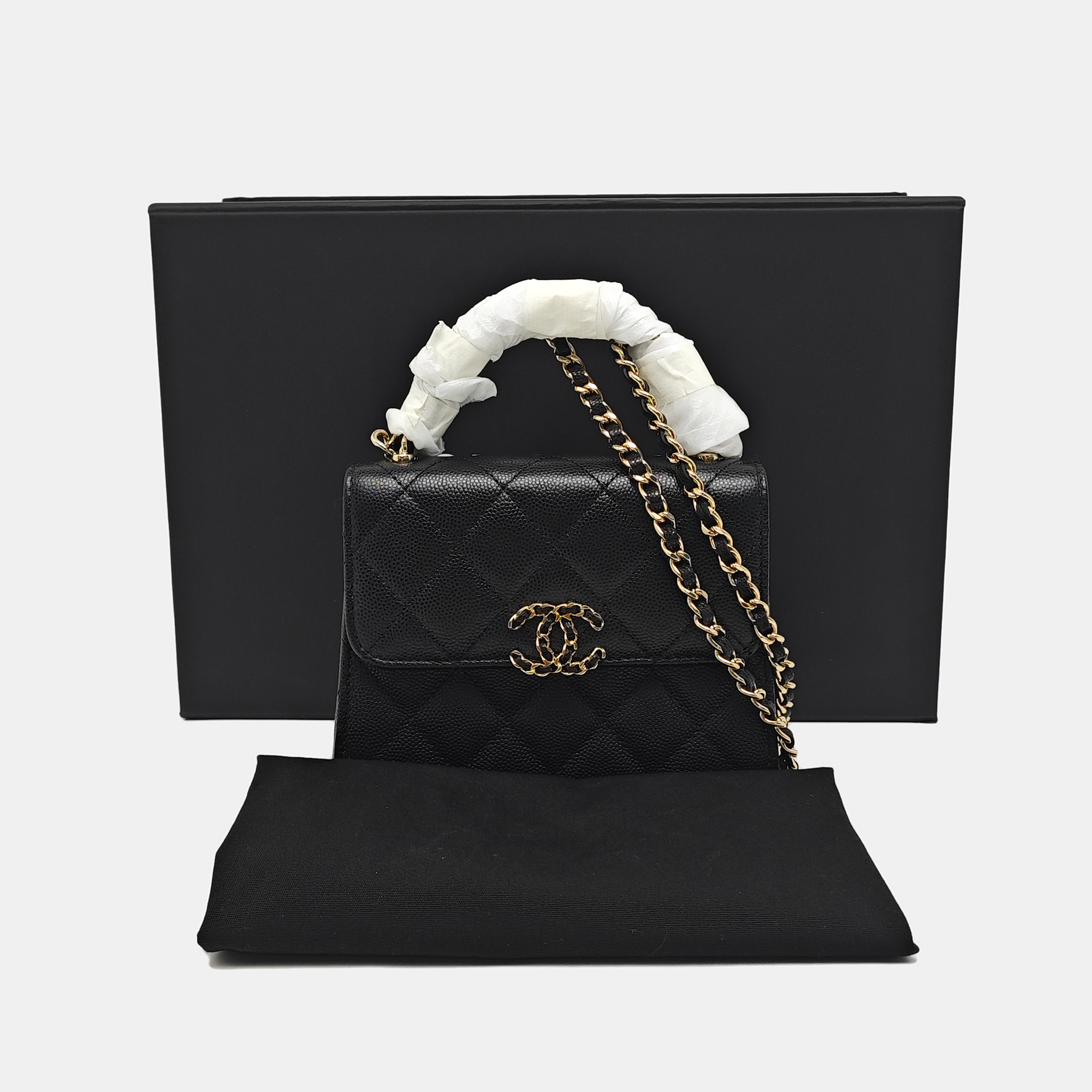 25S Quilted Grained Calfskin Black