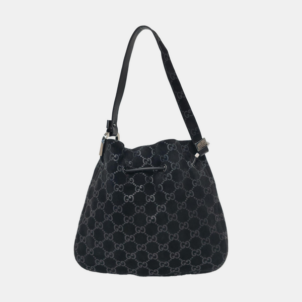Monogram Suede Top Handle Bag Black