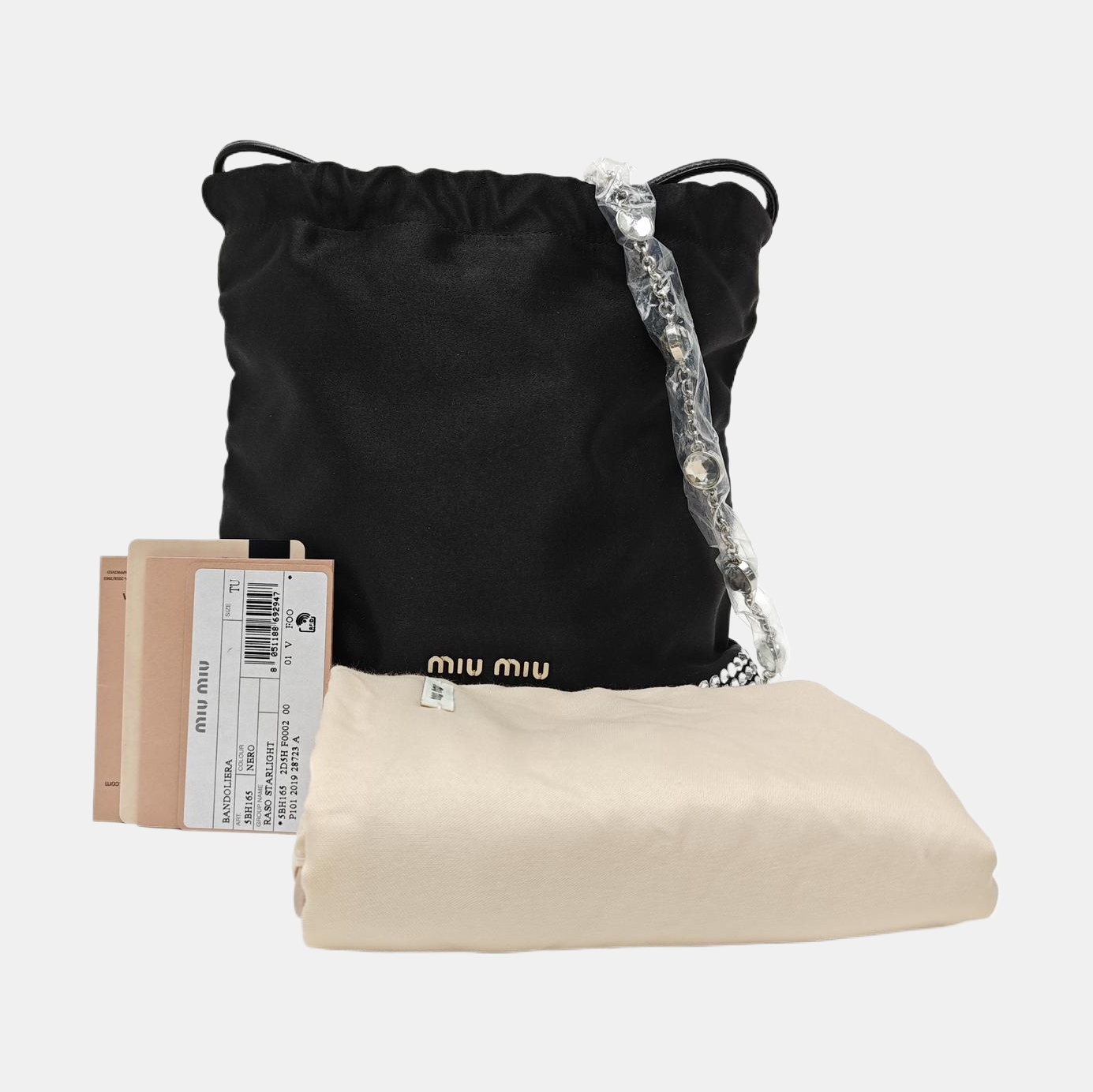 Silk Satin Shoulder Bag Black