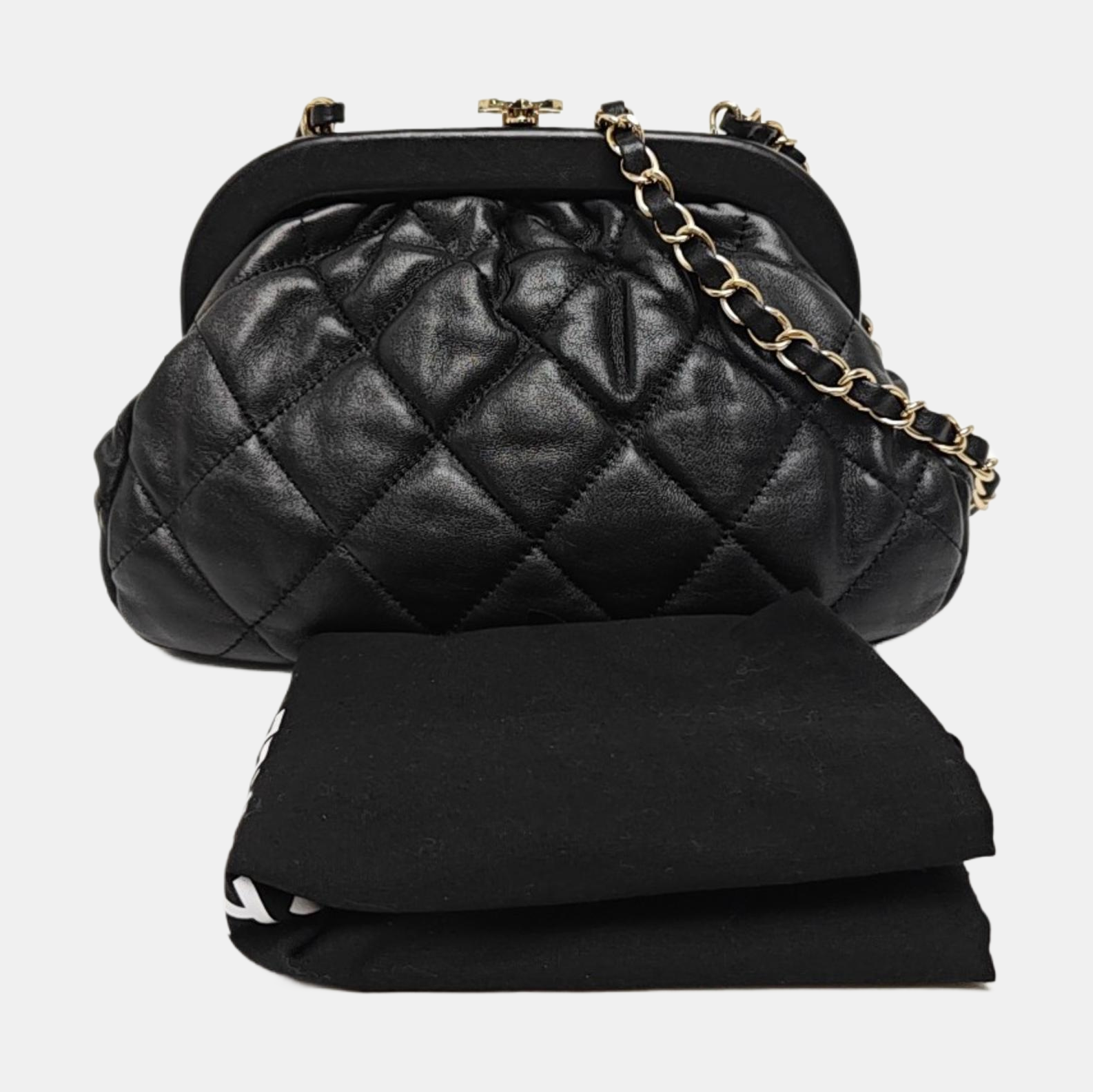 Quilted Lambskin Shoulder Bag Black
