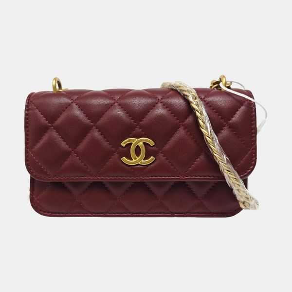 WOC Mini Quilted Lambskin Red