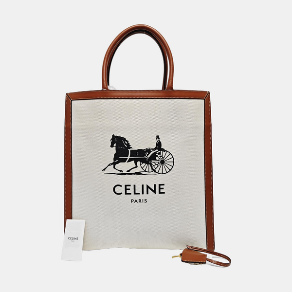 Authenticated pre-owned  CABAS CELINE Medium Canvas Beige - Top Handle Bag at Looply