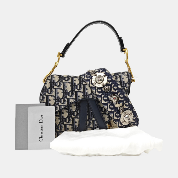 Saddle Mini Oblique Canvas Blue