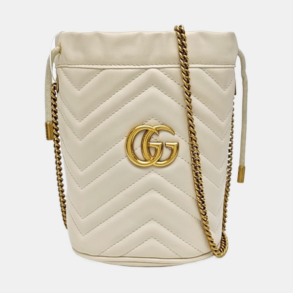 GG Marmont Mini Quilted Calfskin White