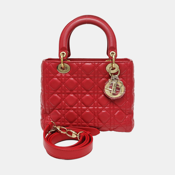 Lady Dior Medium Cannage Lambskin Red