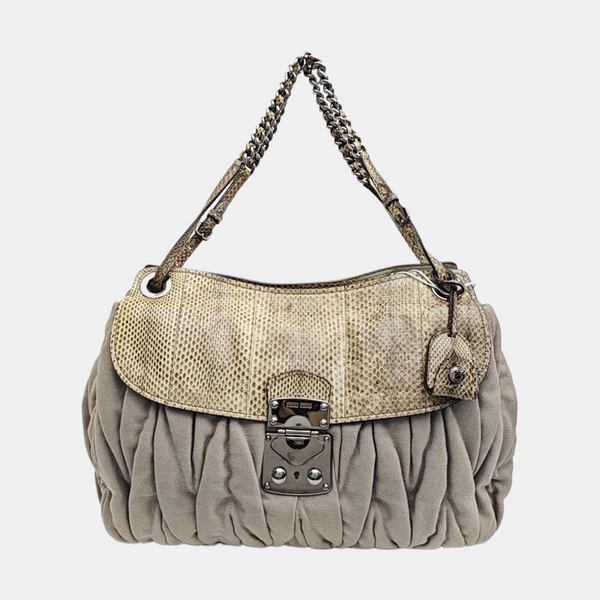 Quilted Fabric Shoulder Bag Gray