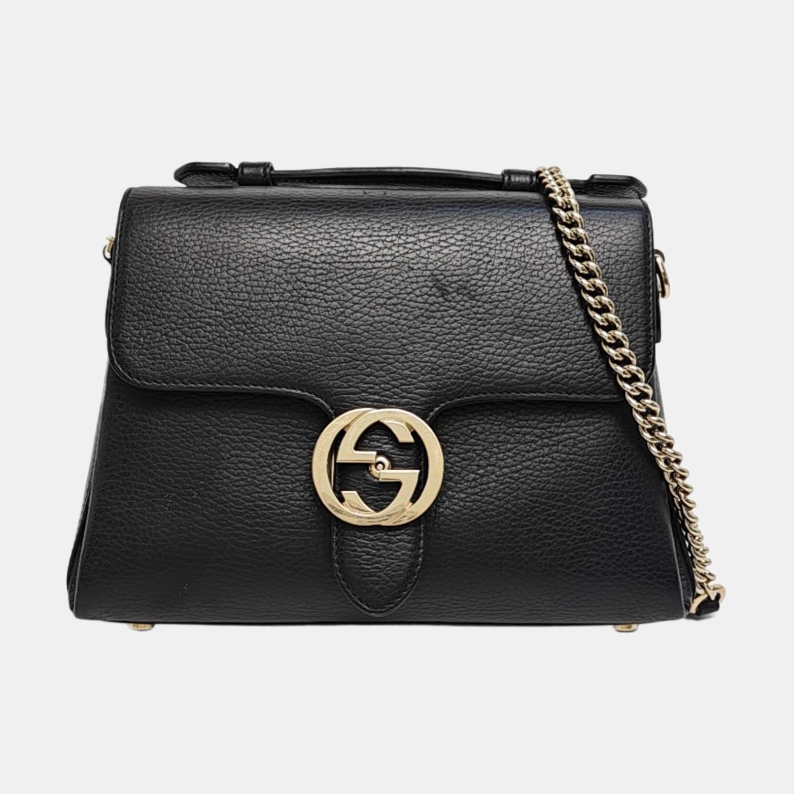 Interlocking G Large Calfskin Black