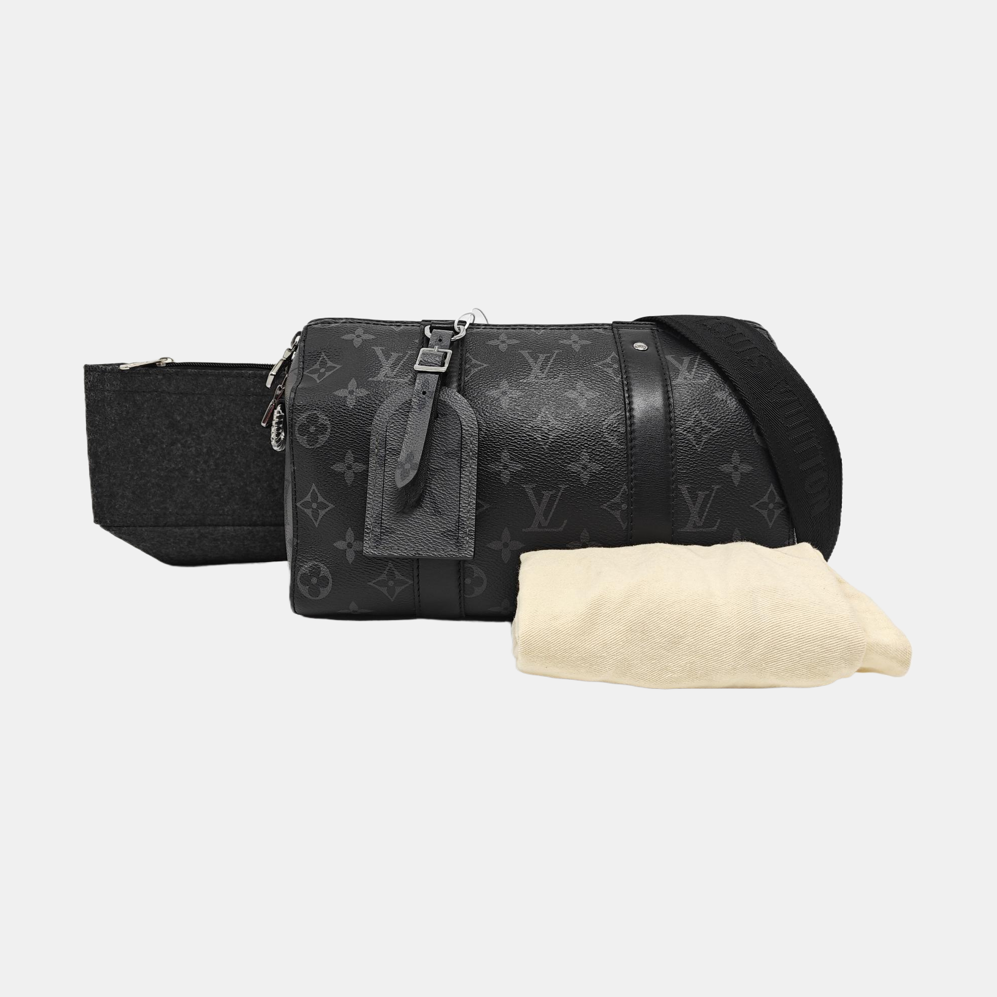 KEEPALL Monogram Coated Canvas Black