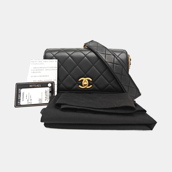 Quilted Calfskin Shoulder Bag Black