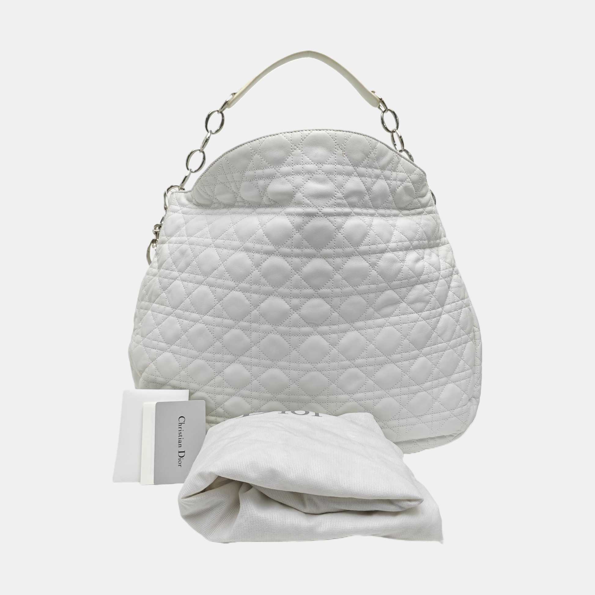 Cannage Lambskin Top Handle Bag White