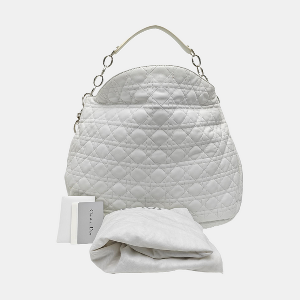 Cannage Lambskin Top Handle Bag White