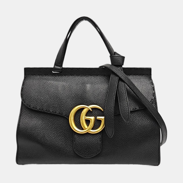 GG Marmont Top Handle Large Calfskin Black