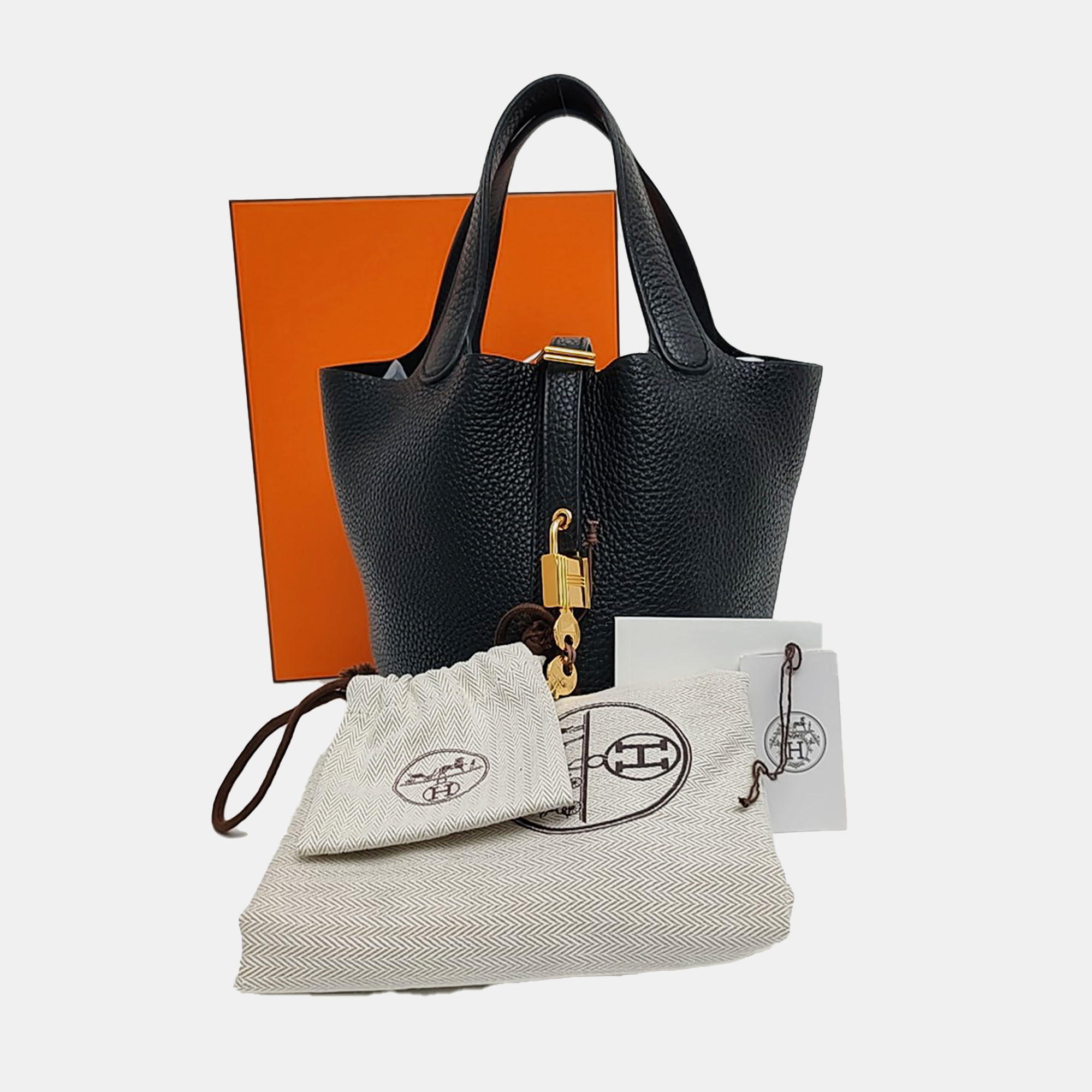 Authenticated pre-owned  Picotin Lock Clemence Black - Bucket Bag at Looply