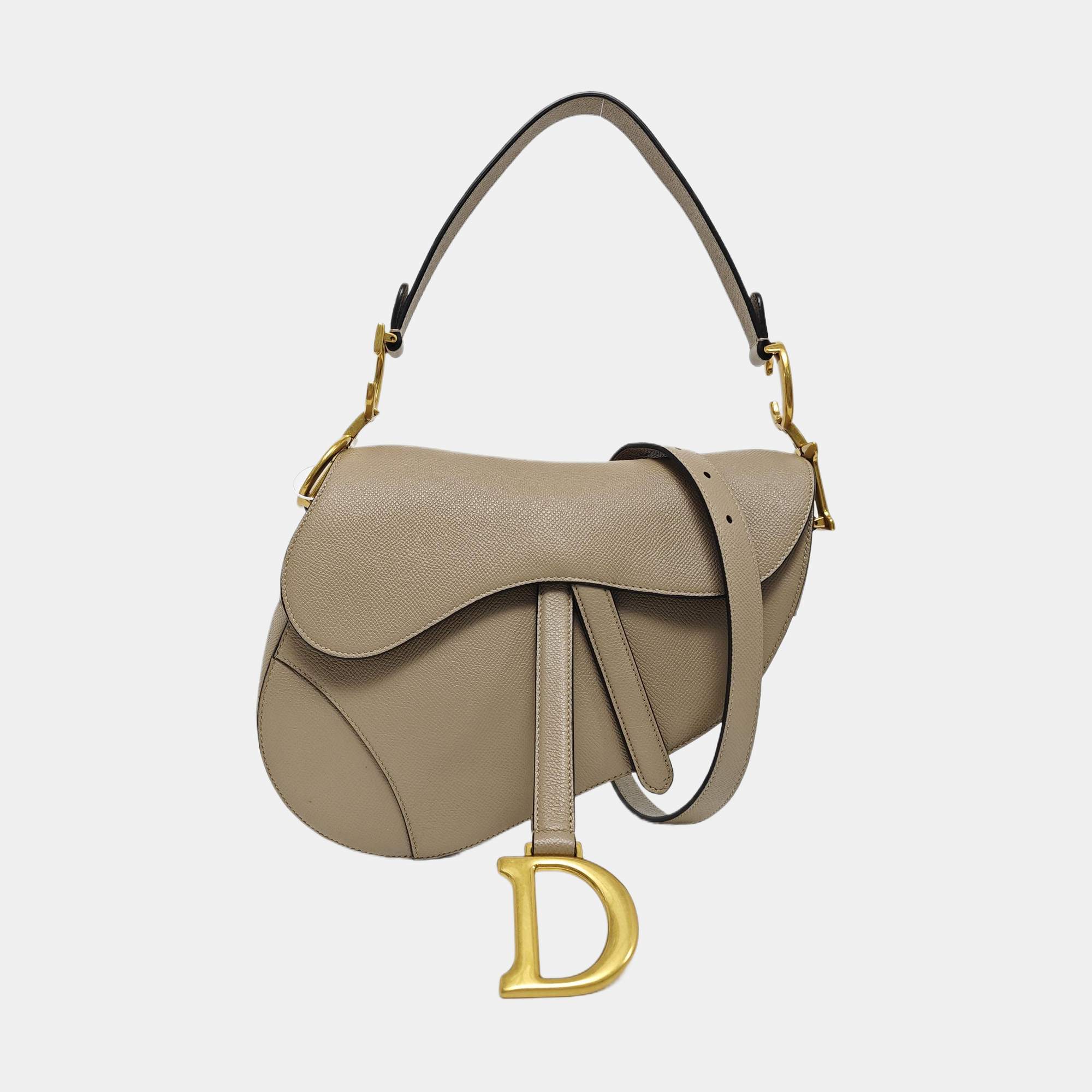 Saddle Small Calfskin Gray