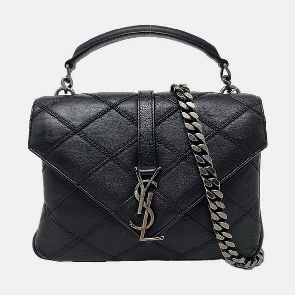 COLLEGE Medium Quilted Calfskin Black