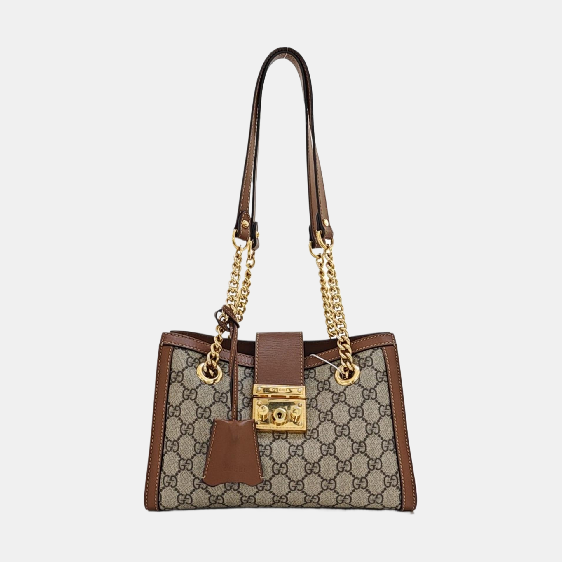 Padlock Small Monogram Coated Canvas Beige