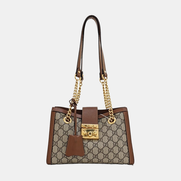 Padlock Small Monogram Coated Canvas Beige