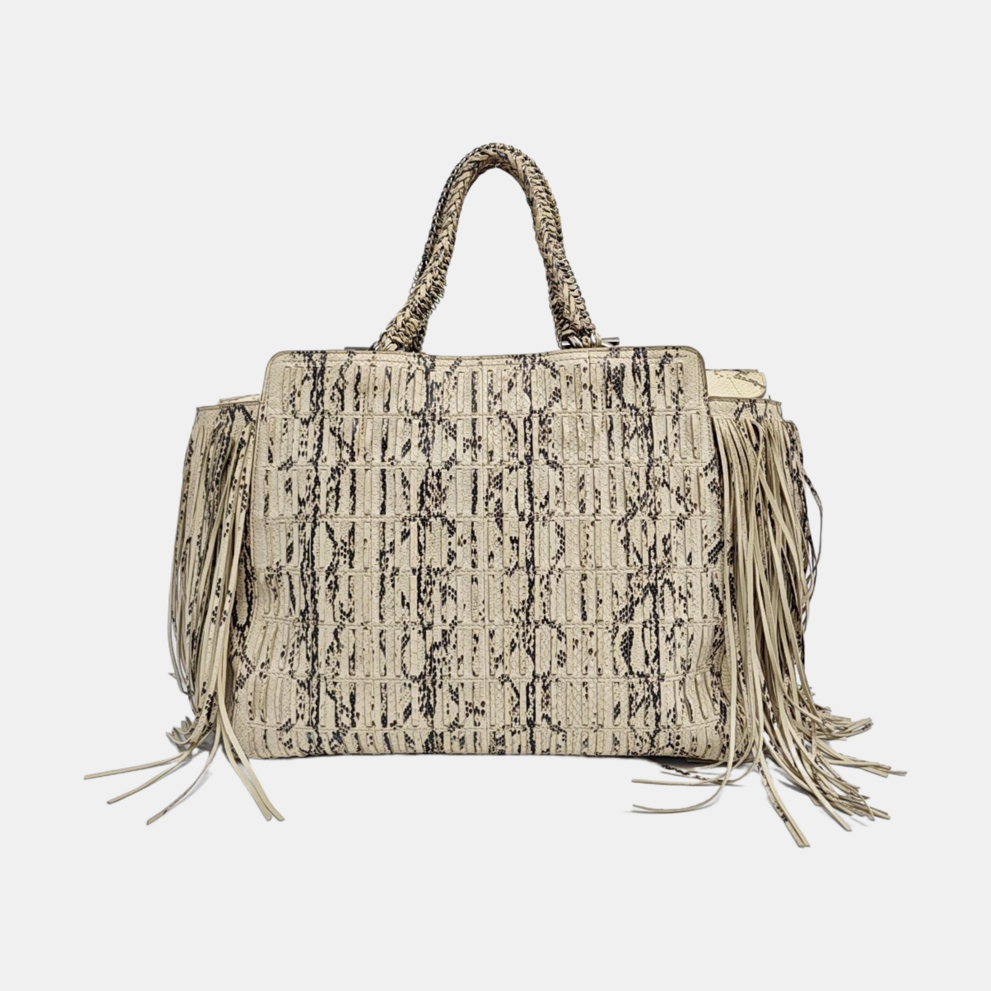 Python Top Handle Bag Beige