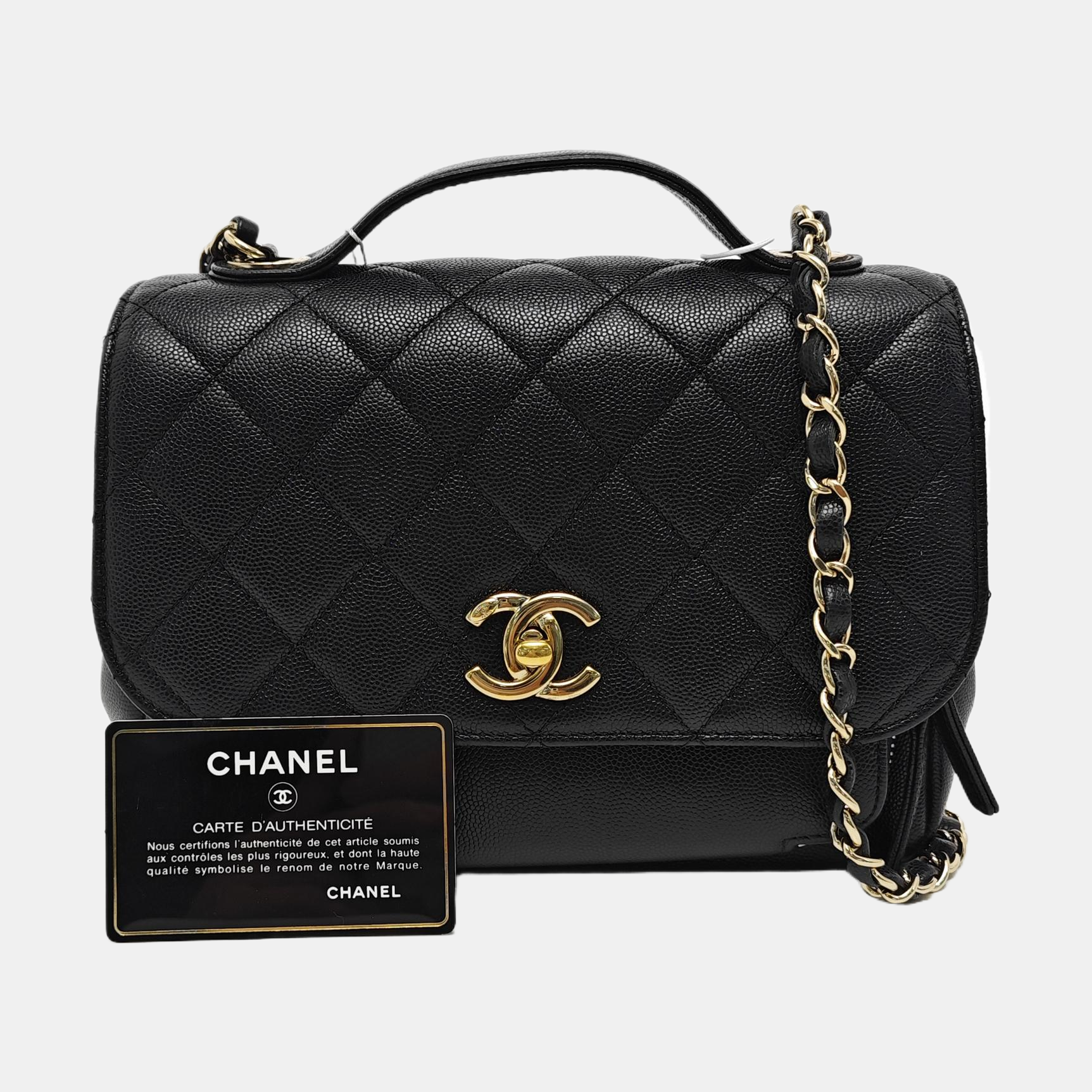 BUSINESS AFFINITY Small Quilted Grained Calfskin Black