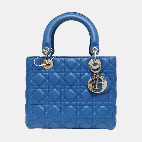Lady Dior Medium Cannage Lambskin Blue