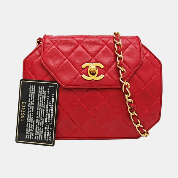 Quilted Lambskin Shoulder Bag Red