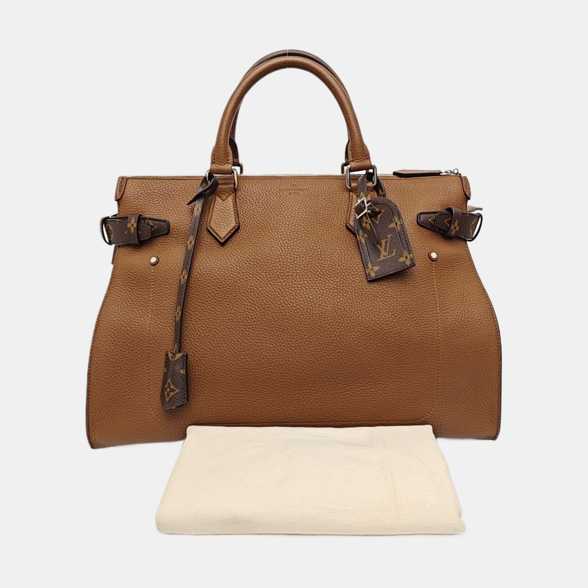 Monogram Calfskin Top Handle Bag Brown