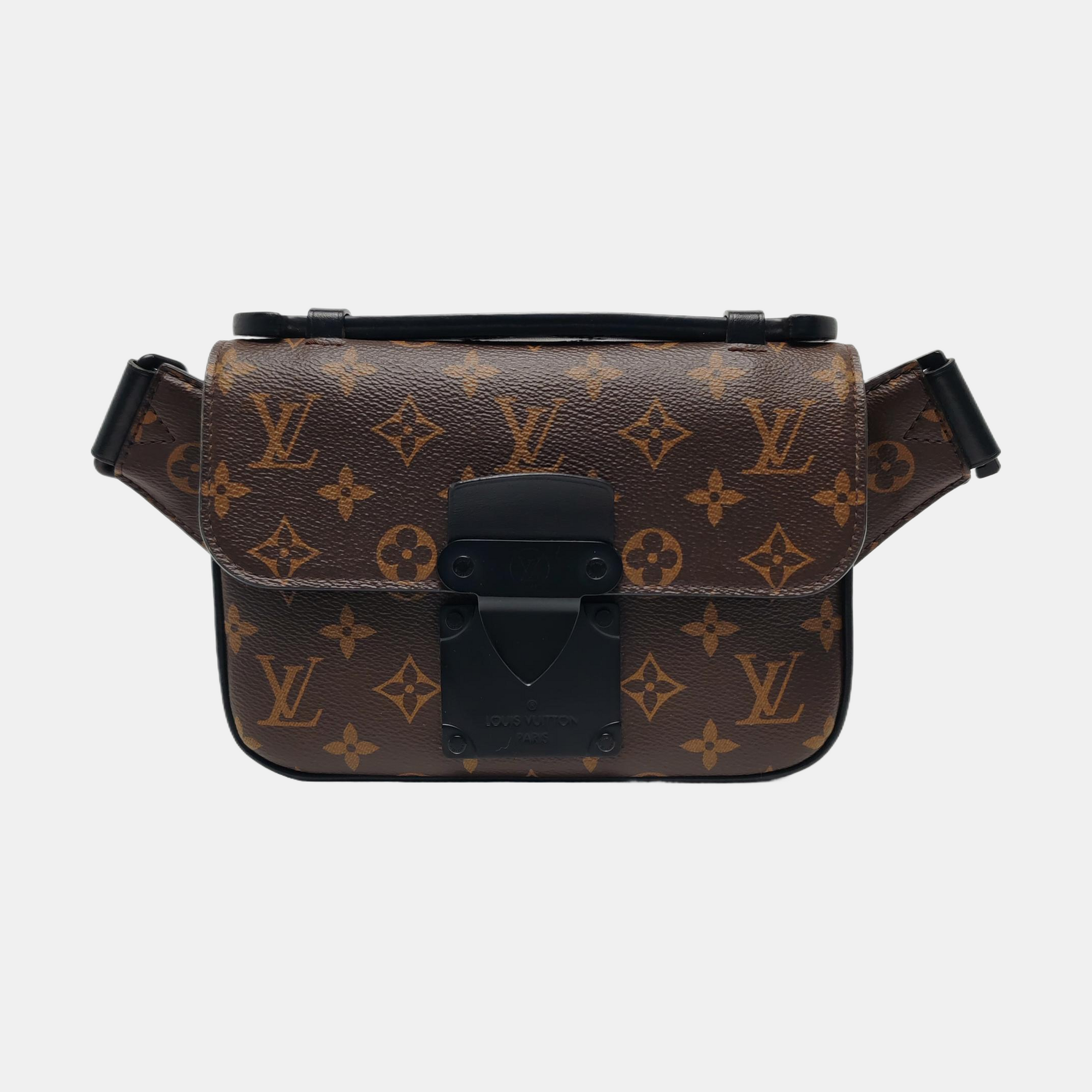 S LOCK Monogram Coated Canvas Brown