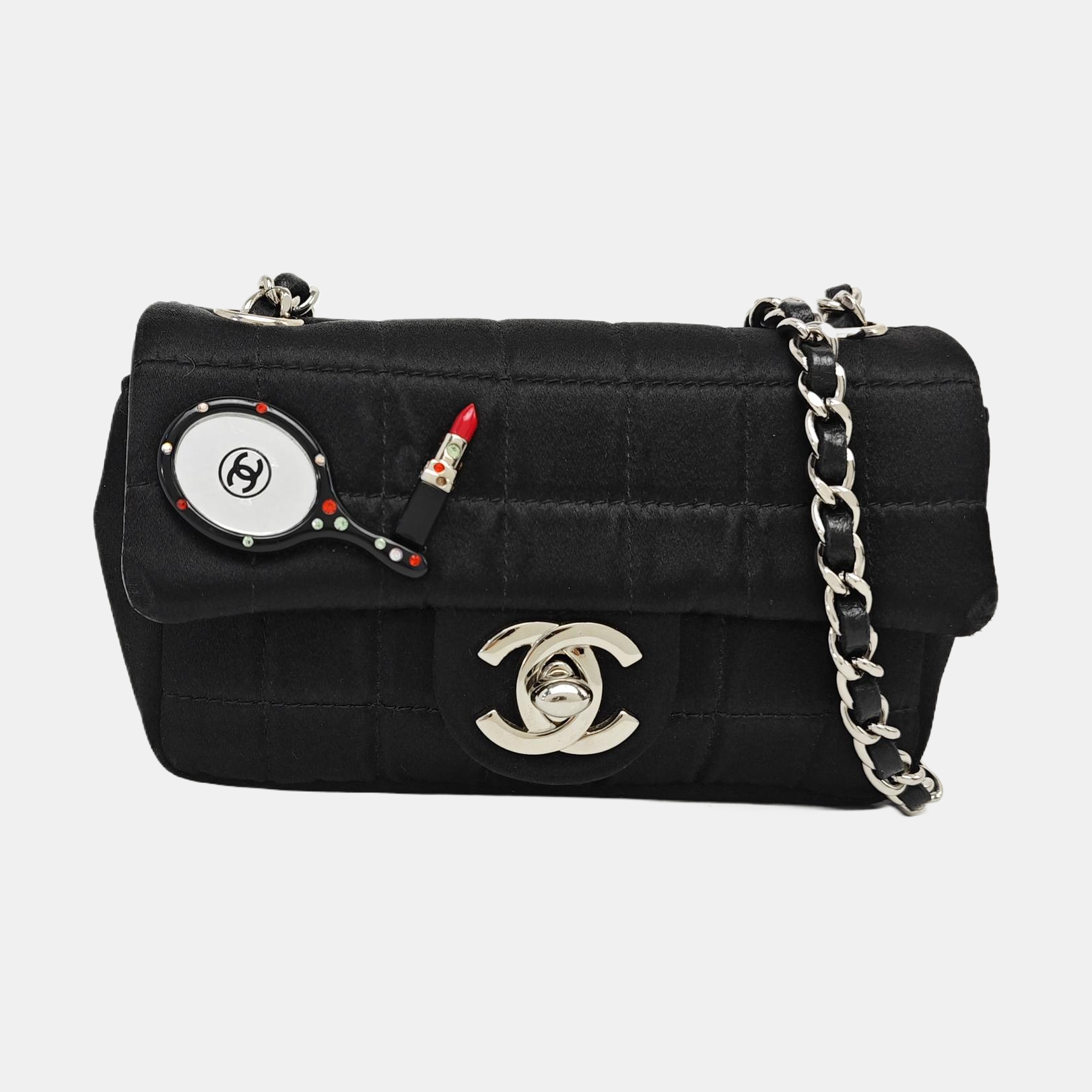 Silk Satin Crossbody Bag Black