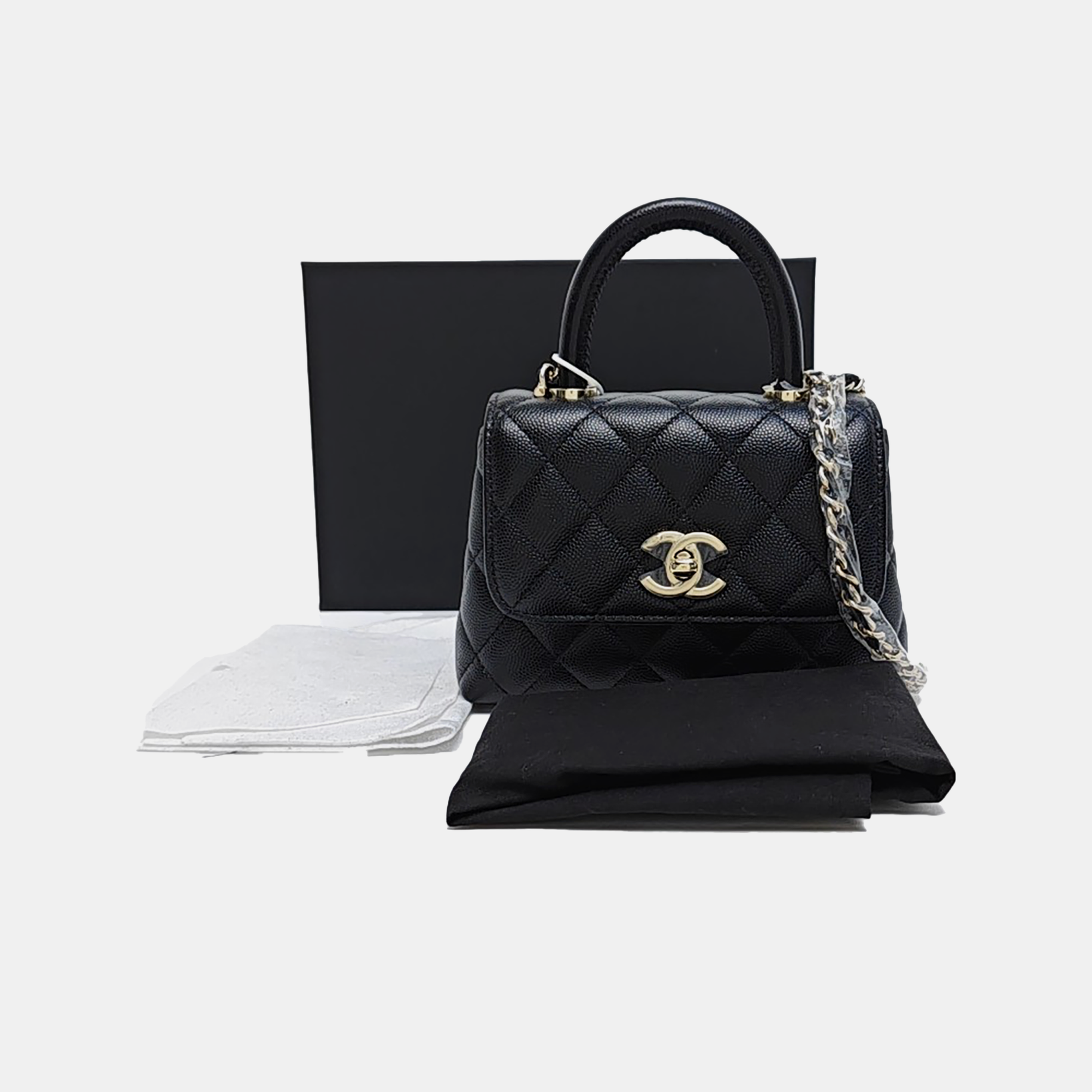 COCO HANDLE Grained Calfskin Black