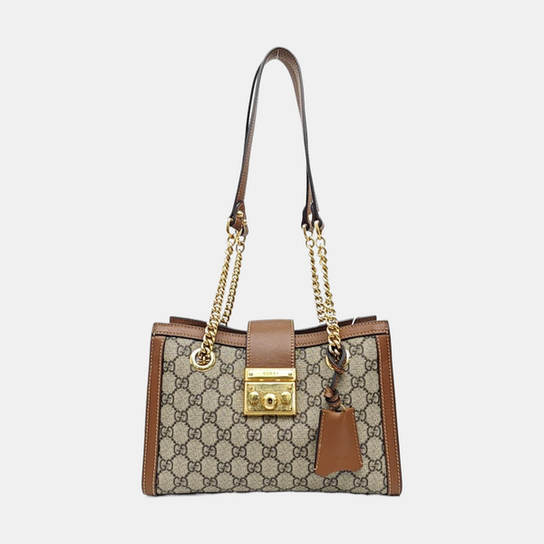 Padlock Small Monogram Coated Canvas Beige