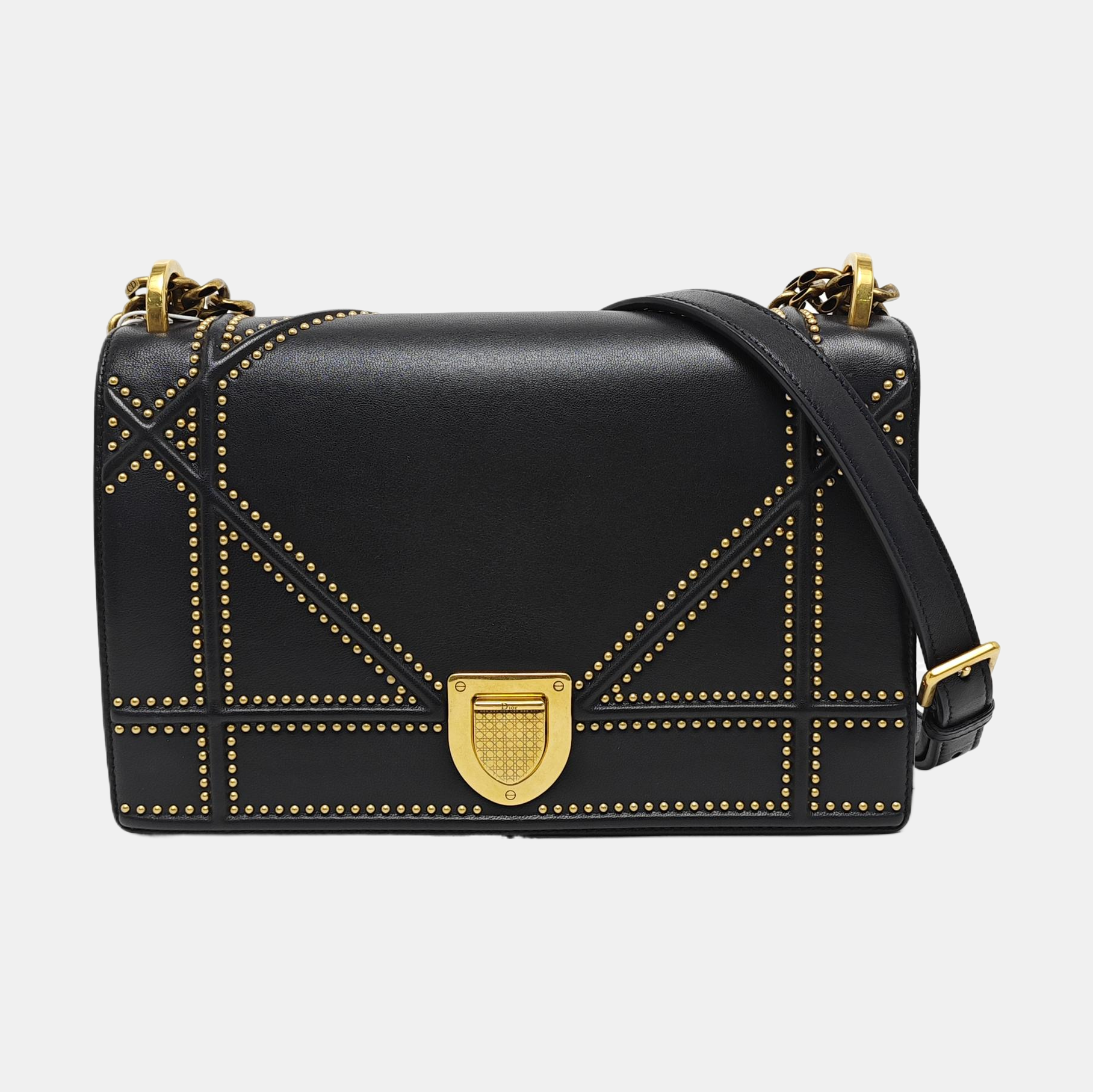 Diorama Medium Cannage Calfskin Black