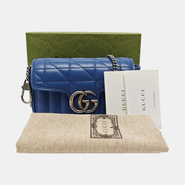 GG Marmont Mini Quilted Calfskin Blue