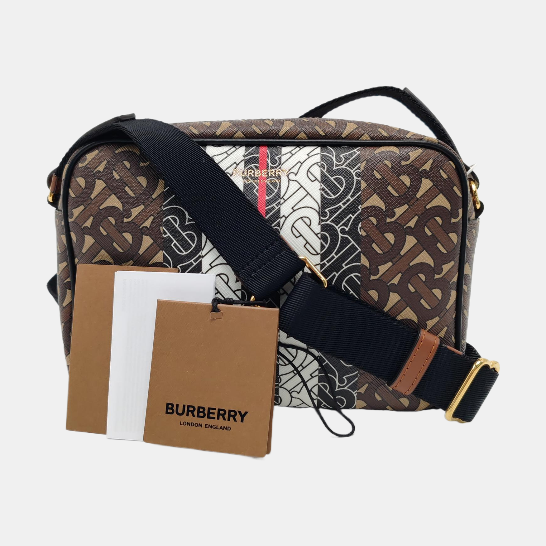 Coated Canvas Crossbody Bag Brown