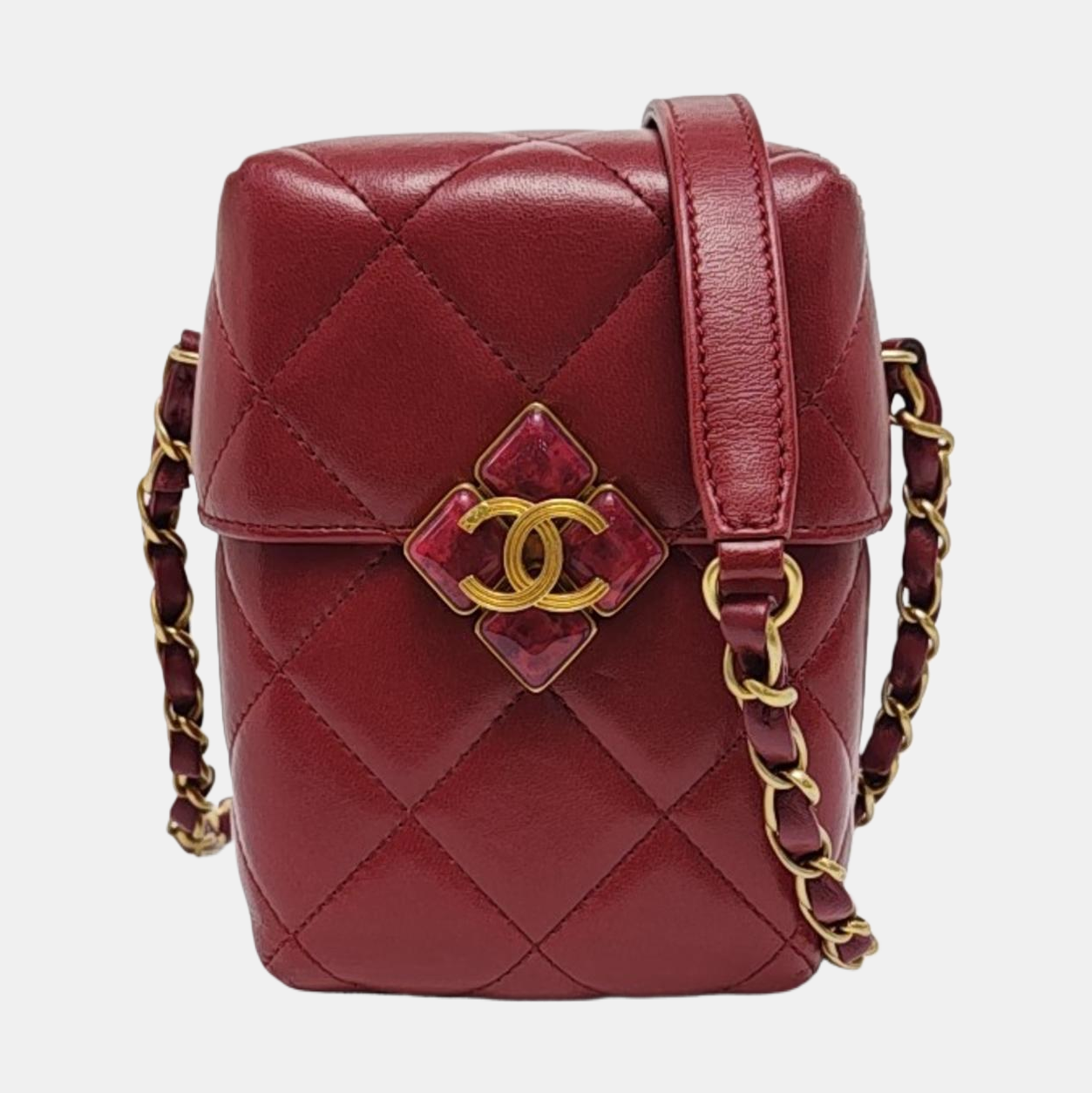 Quilted Lambskin Shoulder Bag Red