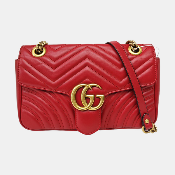GG Marmont Medium Quilted Calfskin Red