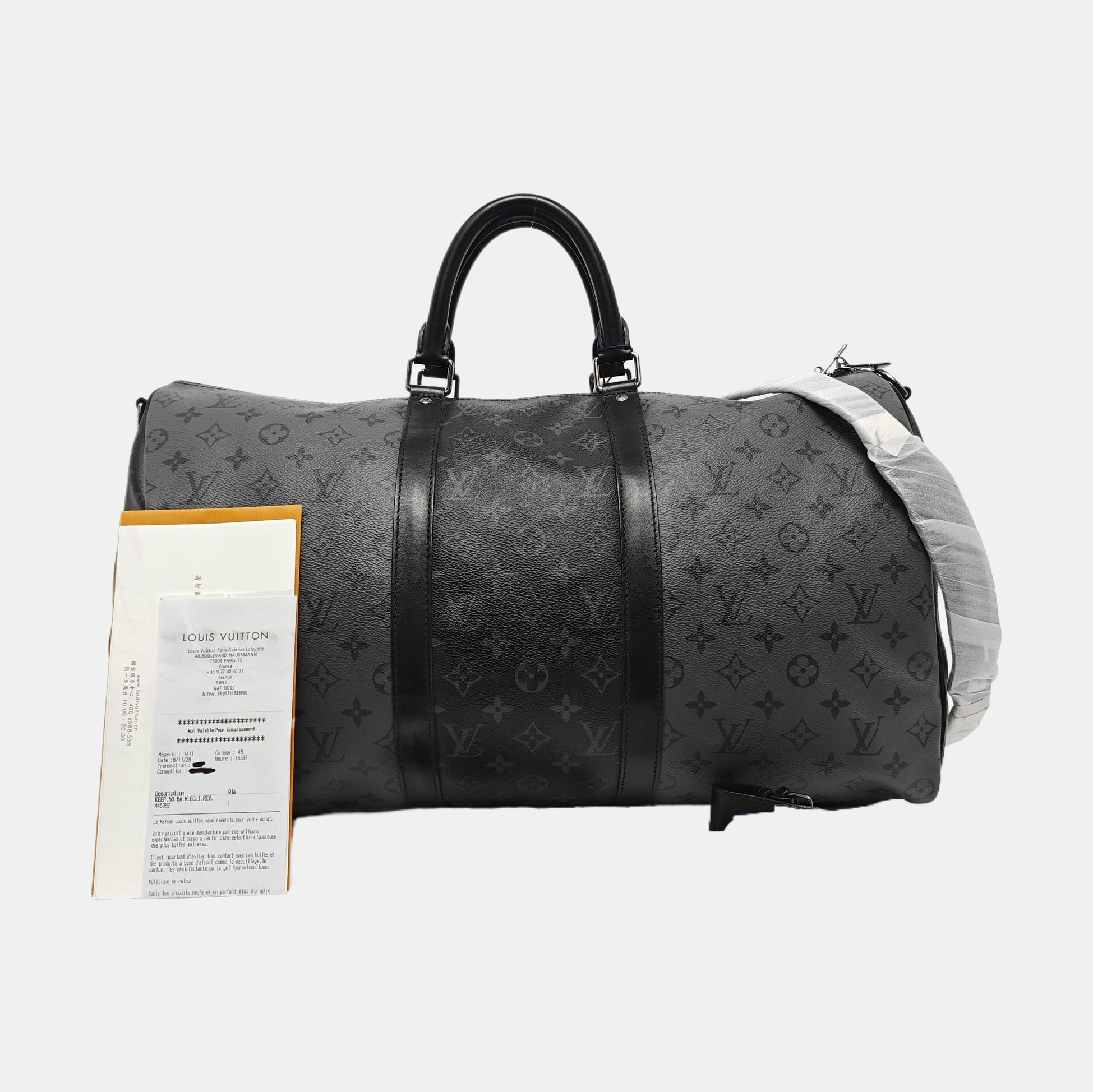 KEEPALL 50 Monogram Coated Canvas Gray
