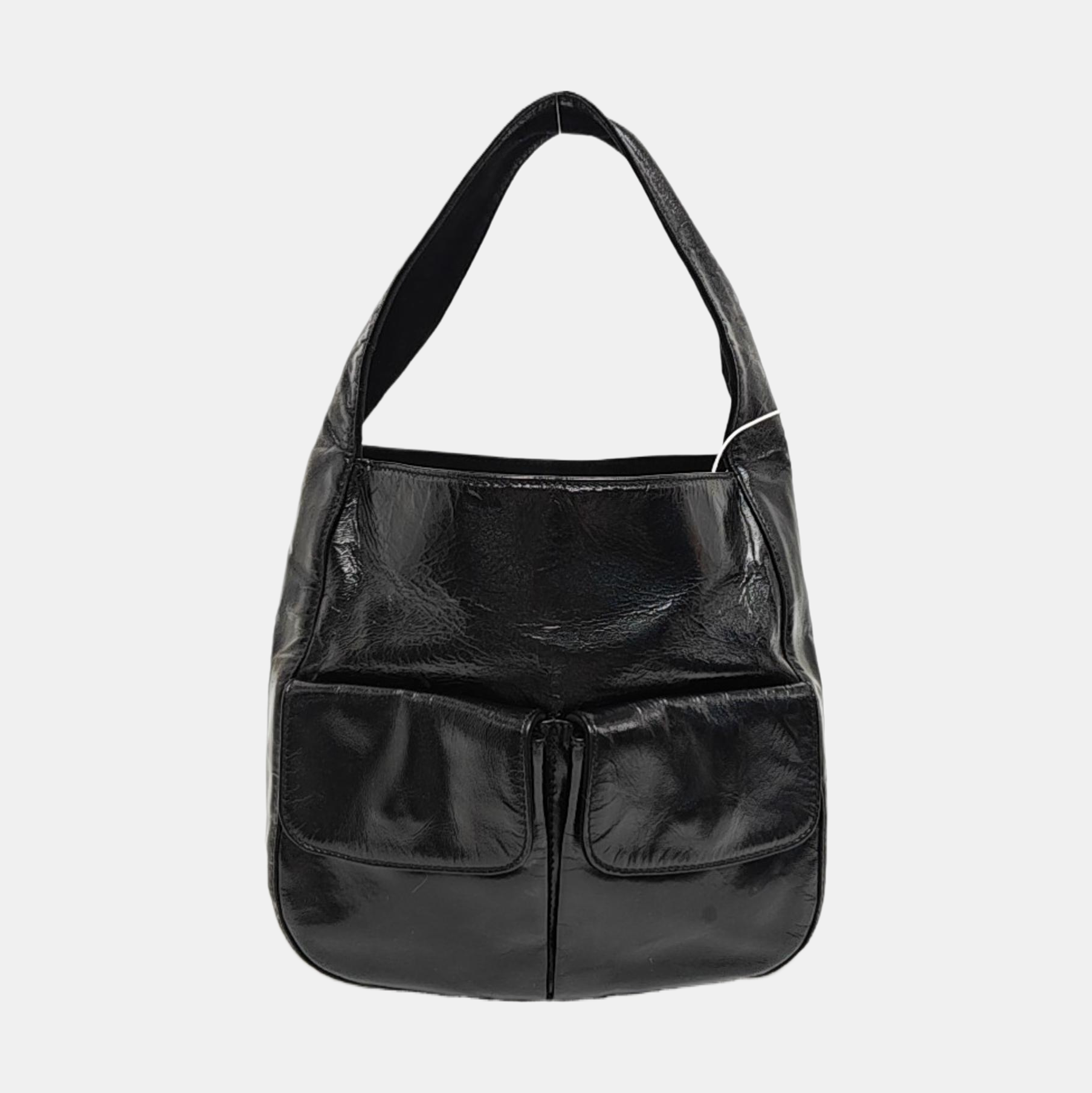 Patent Leather Top Handle Bag Black