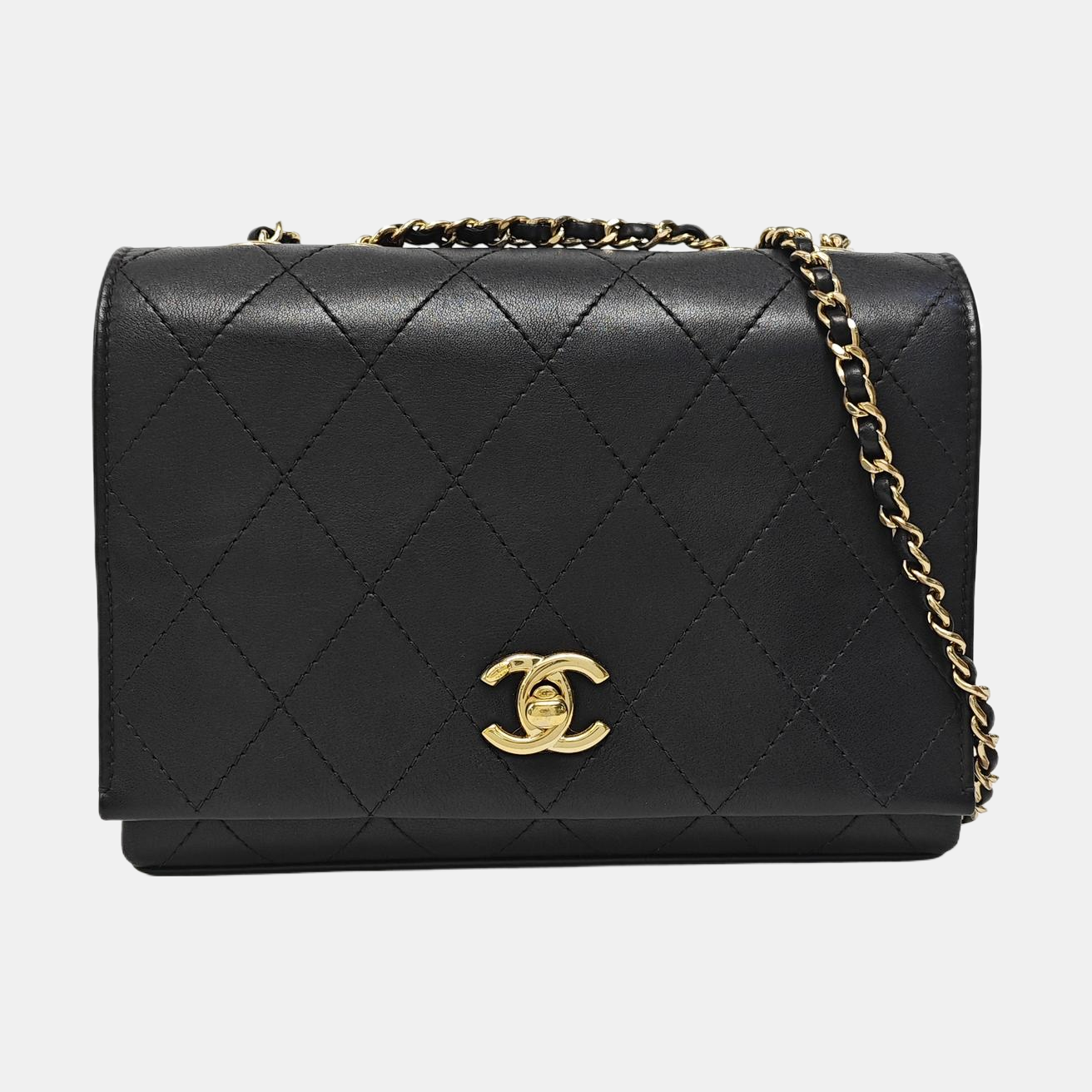 Quilted Calfskin Shoulder Bag Black