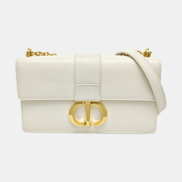 30 Montaigne East-West Mini Calfskin White