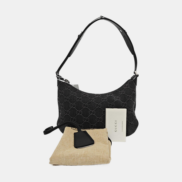 Horsebit Slim Small Monogram Denim Gray