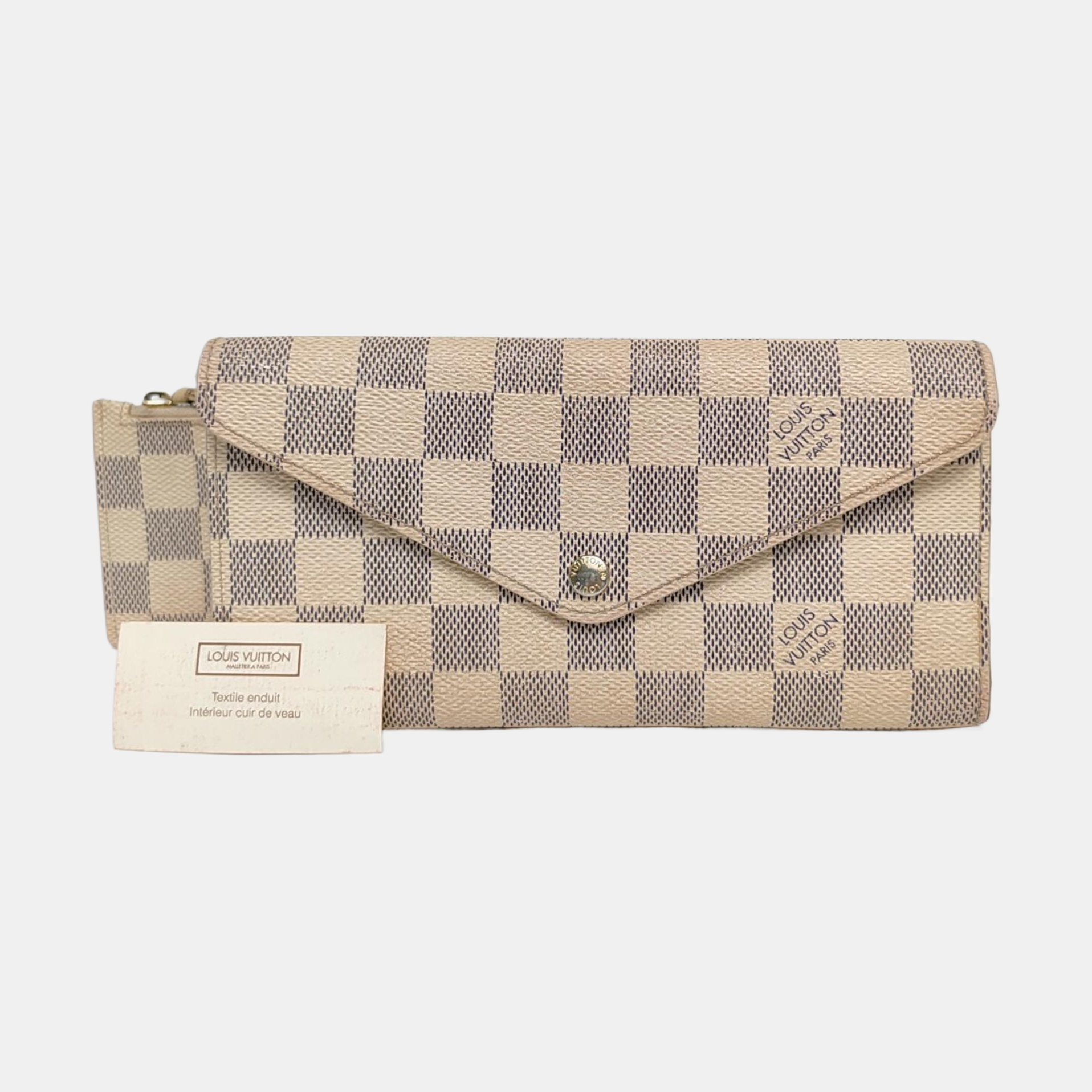 SARAH Damier Azur Coated Canvas White Wallet