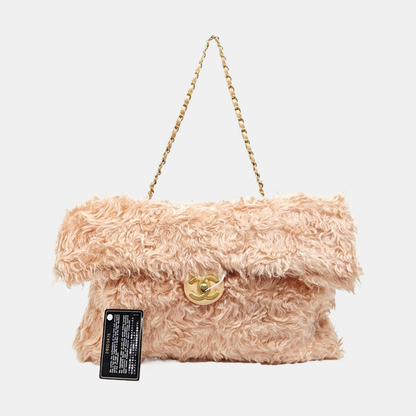 Sheepskin Top Handle Bag Pink