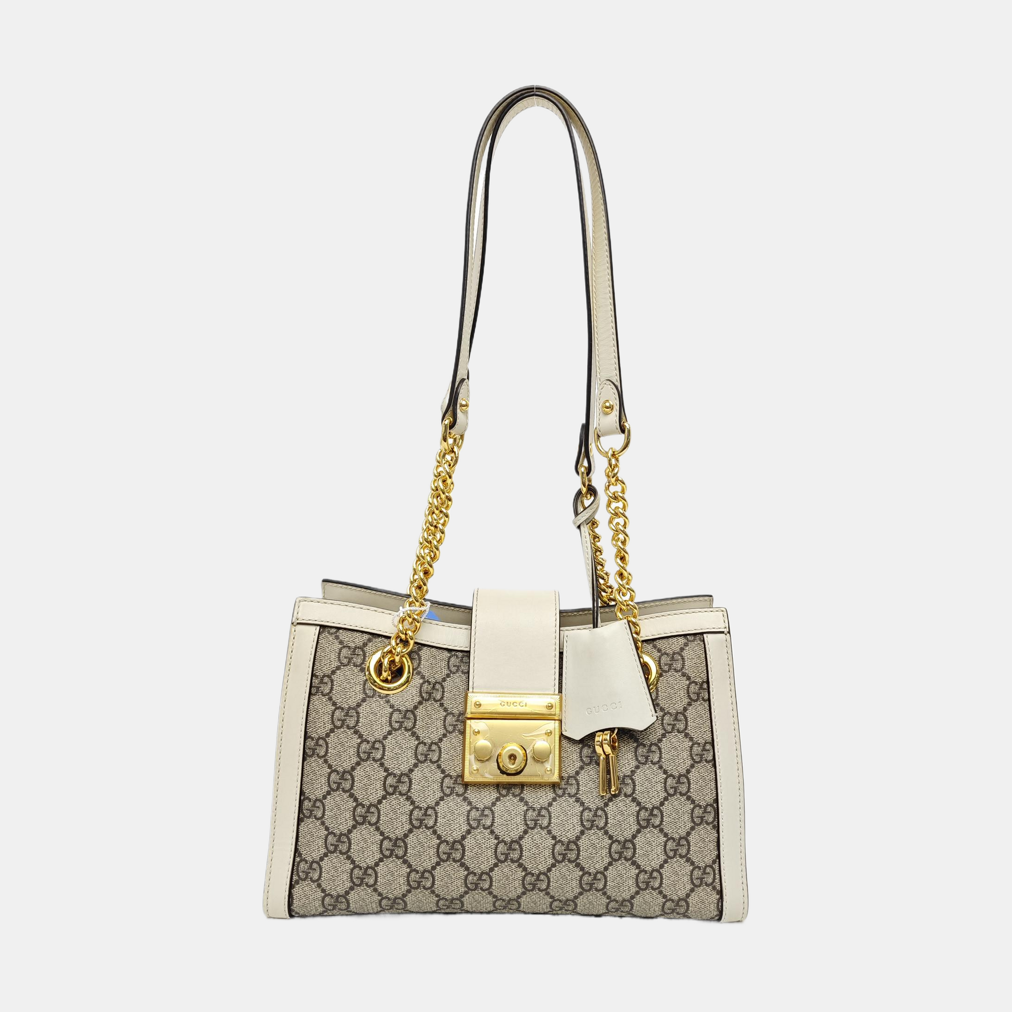 Padlock Small Monogram Coated Canvas Beige