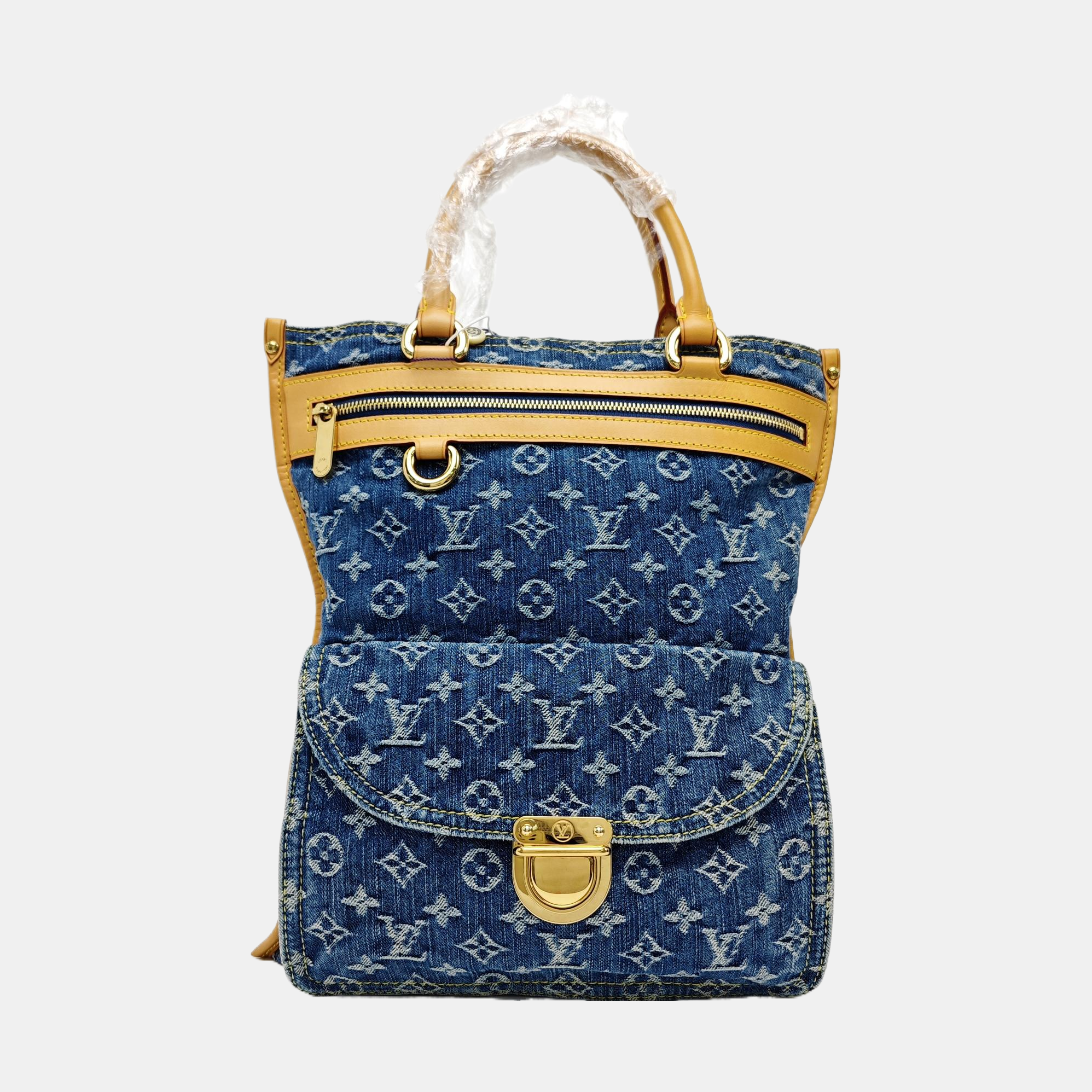 Monogram Denim Tote Bag Blue